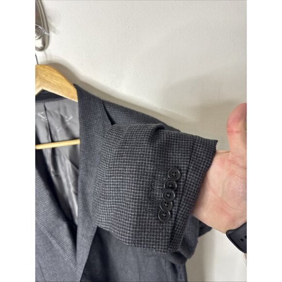 Austin Reed Signature Blazer Men’s 46L Gray Wool Check Two Button Sport Coat - Picture 2 of 8